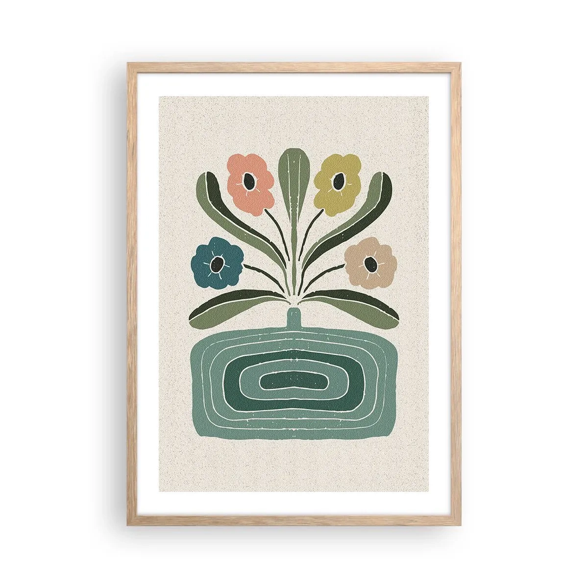 Plakát v rámu světlý dub - Symetrická kytice - 50x70 cm