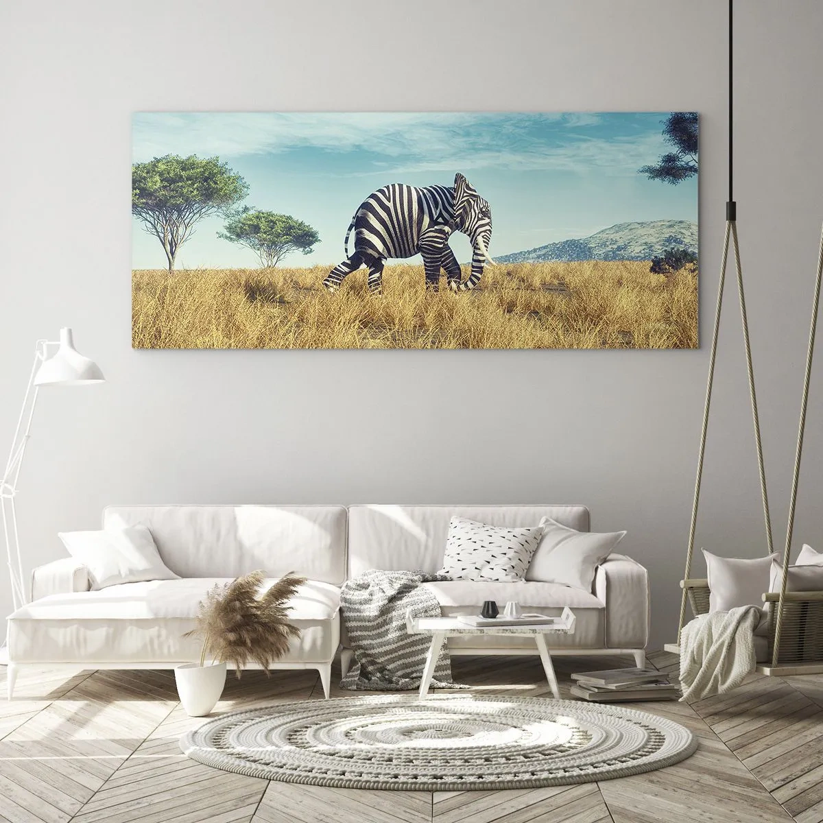 Obraz na skle - Šedá už není v módě - 100x40 cm