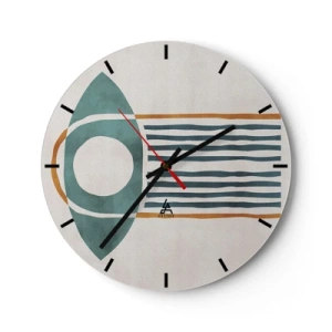 Nástěnné hodiny - Geometrický etnický motiv s čarami a kruhy - 30x30cm - Znaky a rituály - Moderní nástěnná dekorace do obývacího pokoje, kuchyně a ložnice ARTTOR