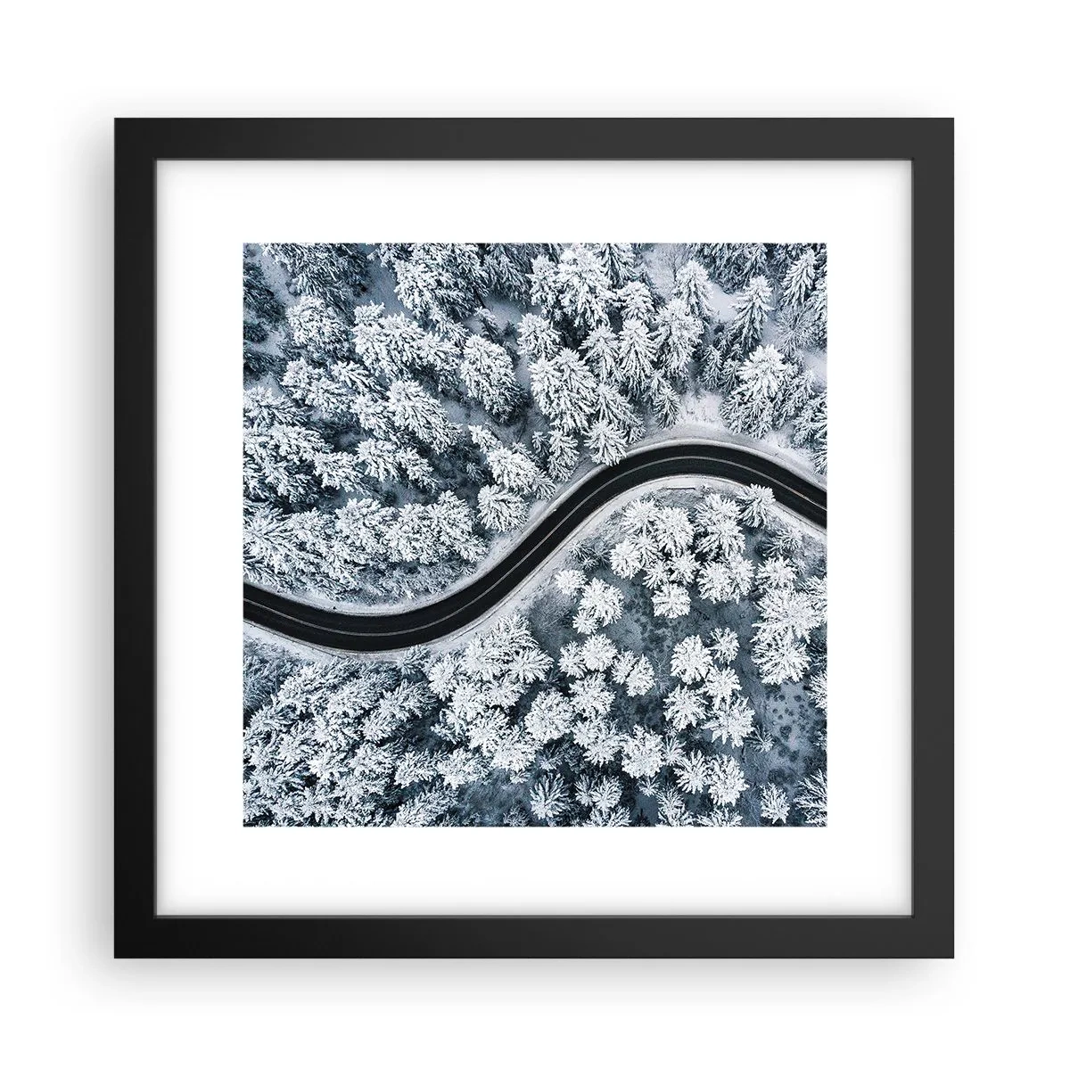 Plakát v černém rámu - Zimním lesem - 30x30 cm
