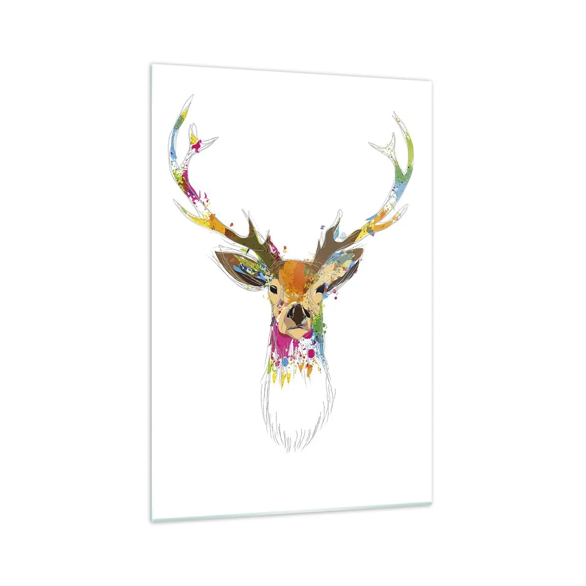 Obraz na skle - Líbezný jelínek vykoupaný v barvě - 70x100 cm