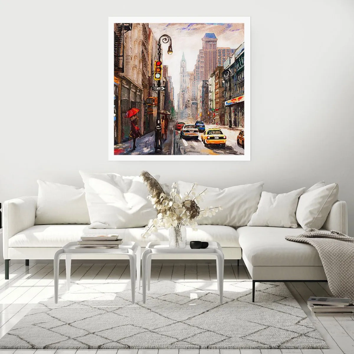 Plakát - New York – barevný i v dešti - 40x40 cm
