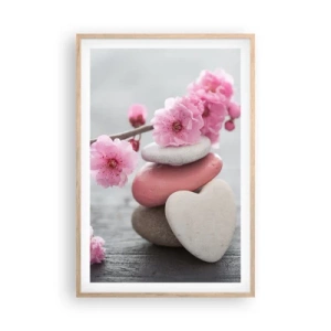 Plakát v rámu světlý dub - Blaženost s višňovým květem - 61x91 cm