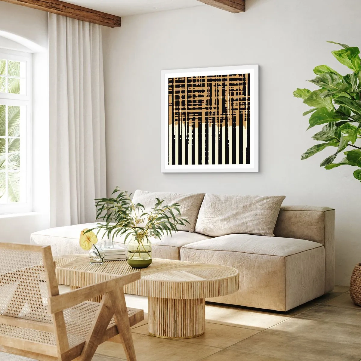 Plakát v bílém rámu - Architektonická abstrakce - 30x30 cm