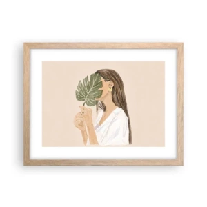 Plakát v rámu světlý dub - Tajemný portrét s vějířem - 40x30 cm