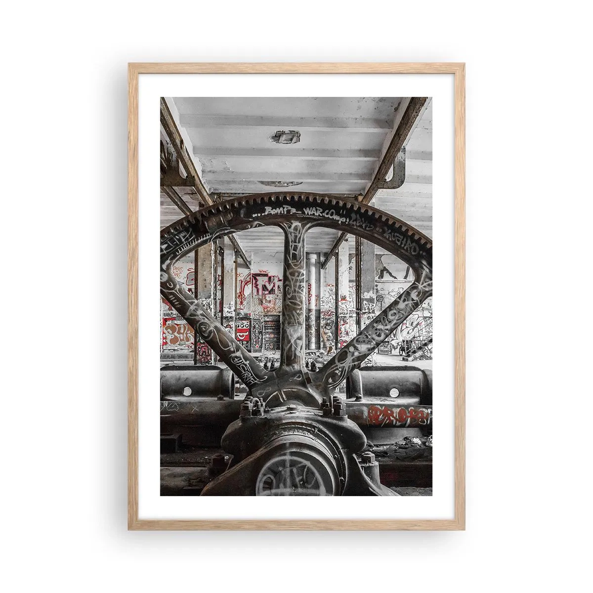 Plakát v rámu světlý dub - Tajný život továrny - 50x70 cm
