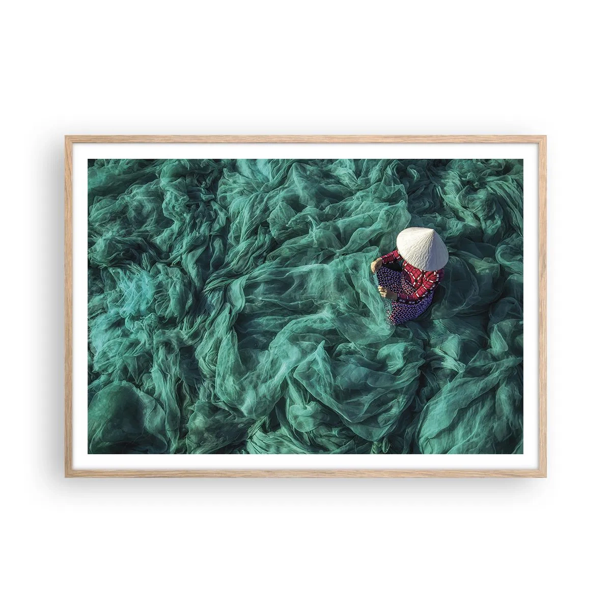 Plakát v rámu světlý dub - V moři sítí - 100x70 cm