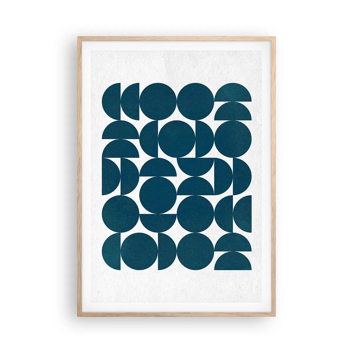 Plakát v rámu světlý dub - Kruhy a půlkruhy - 70x100 cm