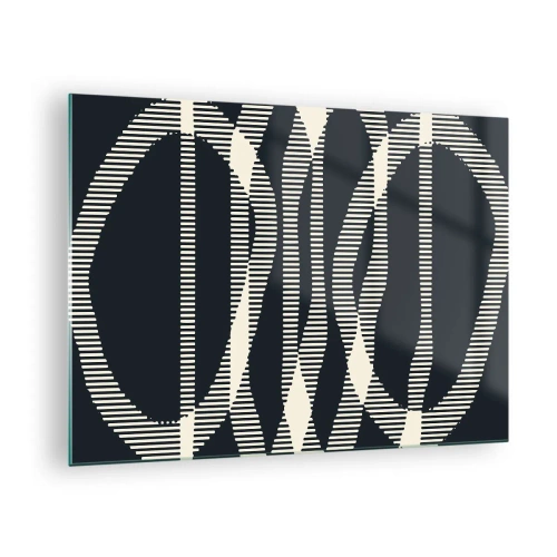 Obraz na skle - Geometrické linie v odstínech černé a béžové - 70x50cm - Pokus o prolomení temnoty - Moderní nástěnná dekorace do obývacího pokoje a ložnice ARTTOR