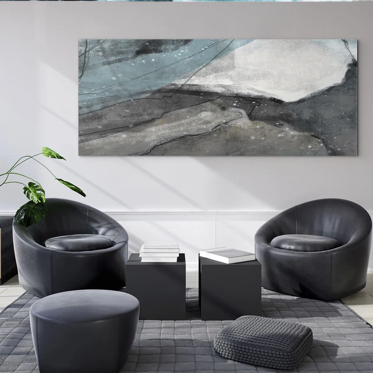 Obraz na skle - Abstrakce: skály a led - 100x40 cm