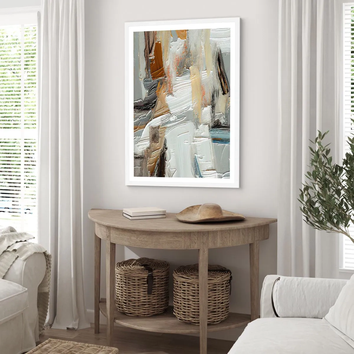 Plakát v bílém rámu - Barevné nahromadění - 50x70 cm