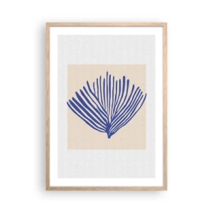 Plakát v rámu světlý dub - Modrý vějíř - 50x70 cm