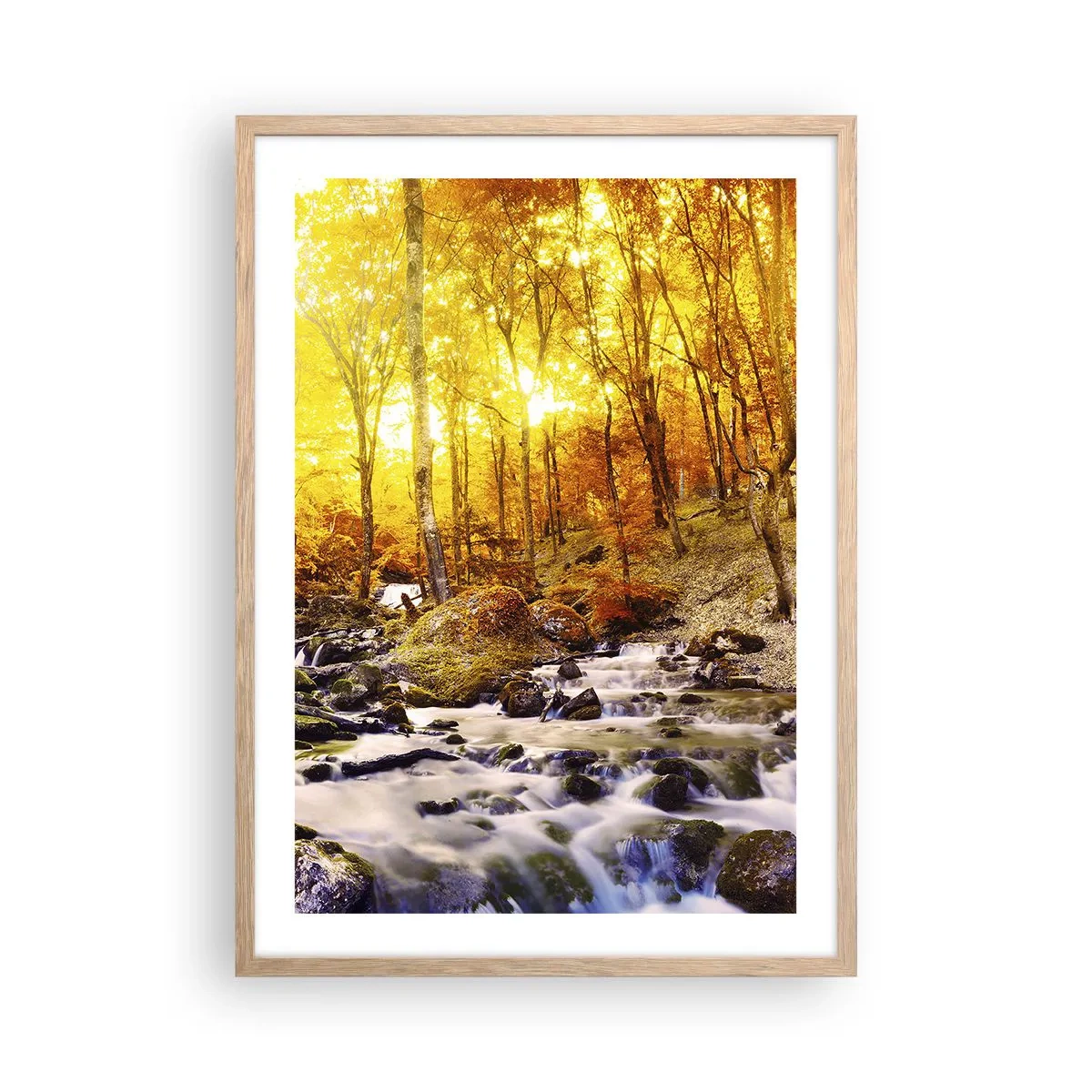 Plakát v rámu světlý dub - Kameny zasazené do zlata a platiny - 50x70 cm