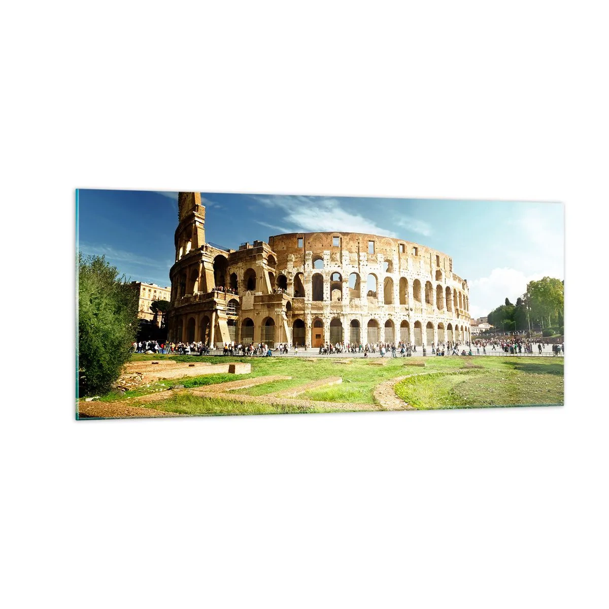 Obraz na skle - Ještě je slyšet chrastění zbraní - 100x40 cm