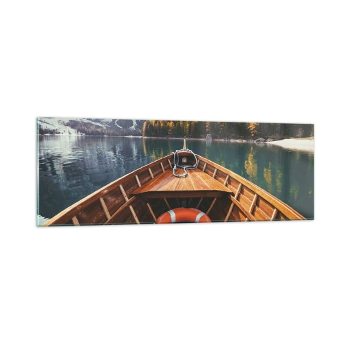 Obraz na skle - Horská túra - 90x30 cm
