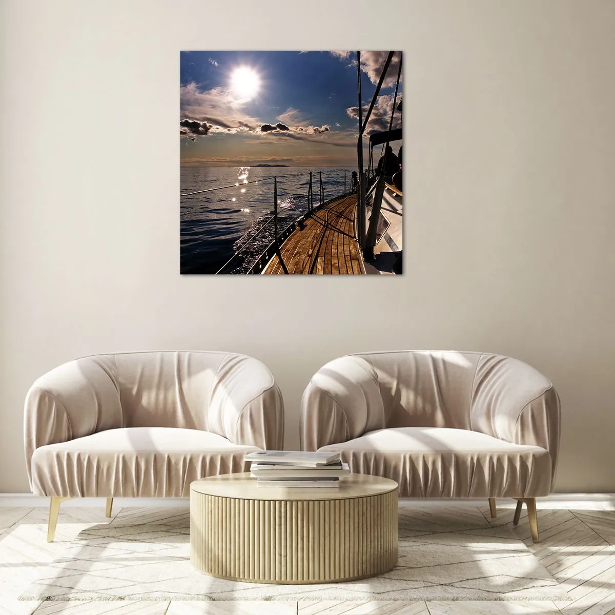 Obraz na skle - Plavba směrem ke slunci - 30x30 cm