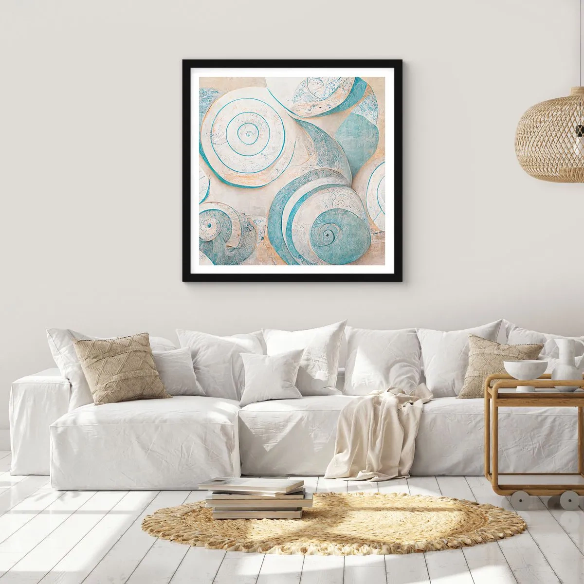 Plakát v černém rámu - Co skrývá mušle? - 50x50 cm