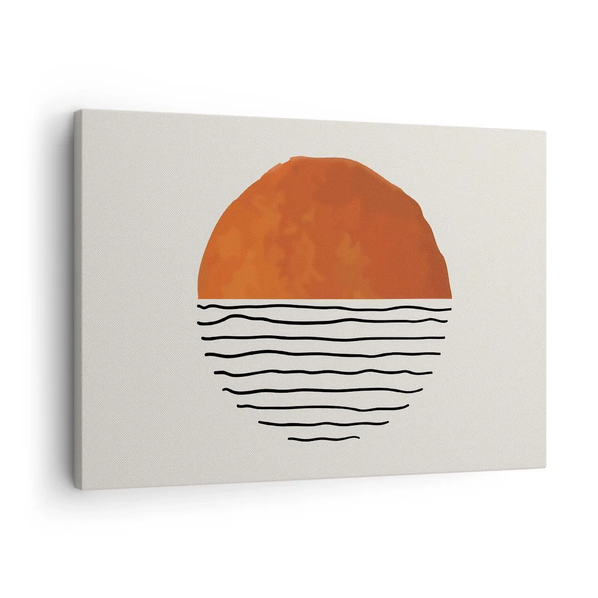 Obraz na plátně - Minimalistický západ slunce nad vlnovkami - 70x50cm - V japonské atmosféře - Moderní nástěnná dekorace do obývacího pokoje a ložnice ARTTOR