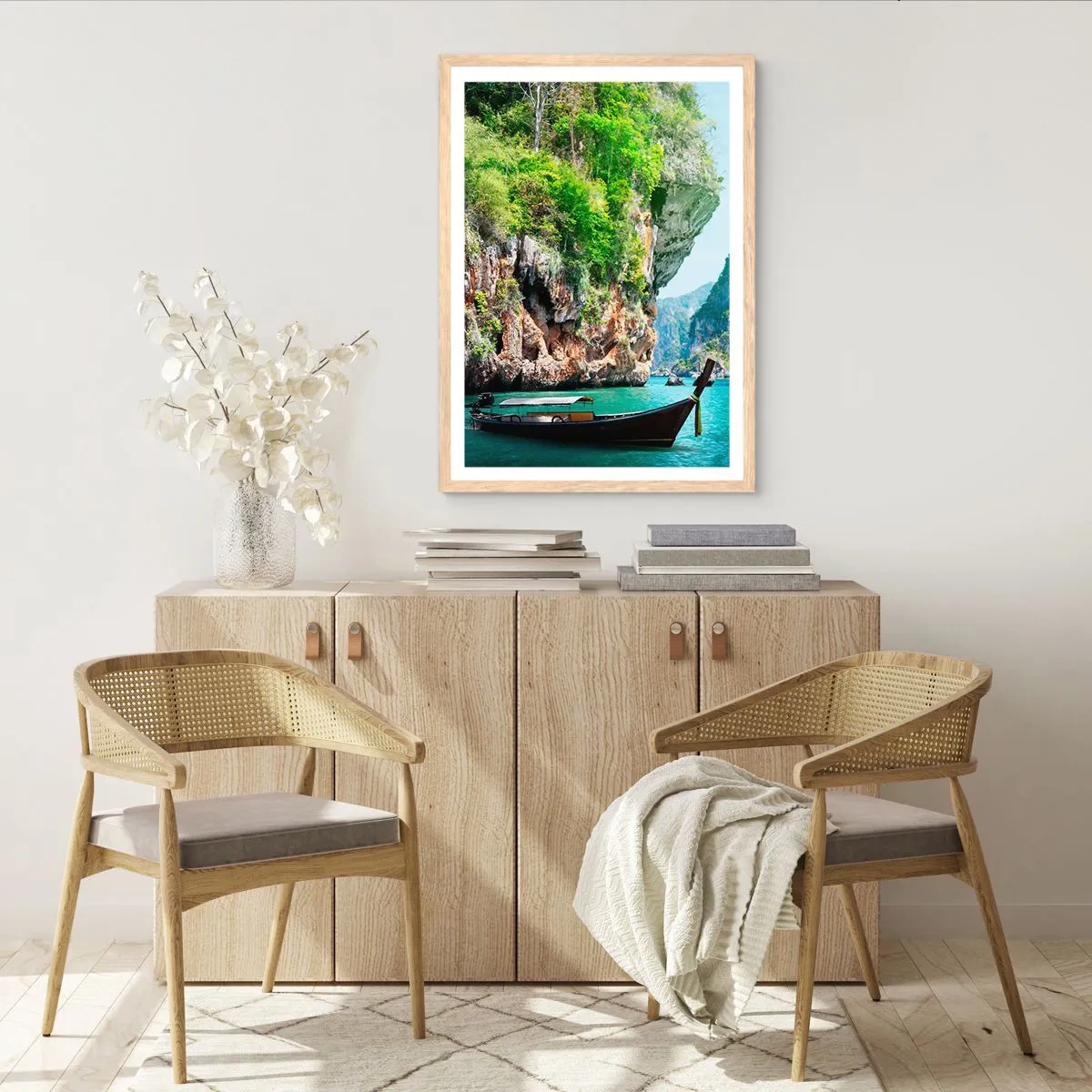 Plakát v rámu světlý dub - Pozvánka na exotickou cestu - 61x91 cm