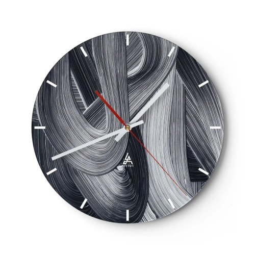 Nástěnné hodiny - Cválající kůň na pouštním pozadí v černé a bílé. - 30x30cm - Plynulost reality - Moderní nástěnná dekorace do obývacího pokoje, kuchyně a ložnice ARTTOR