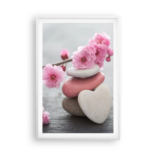 Plakát v bílém rámu - Blaženost s višňovým květem - 61x91 cm