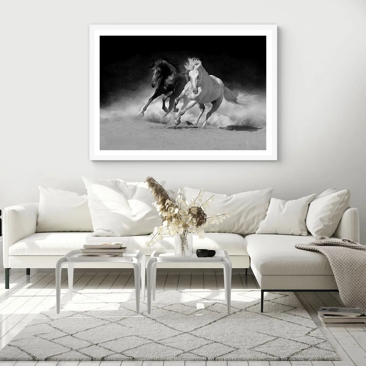 Plakát v bílém rámu - Cval svobody - 70x50 cm