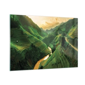 Obraz na skle - Vietnamské údolí - 100x70 cm