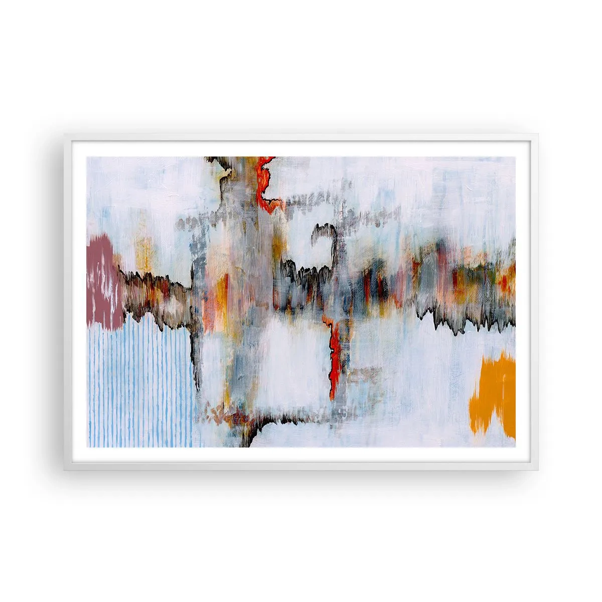 Plakát v bílém rámu - Klackem po vodě - 100x70 cm