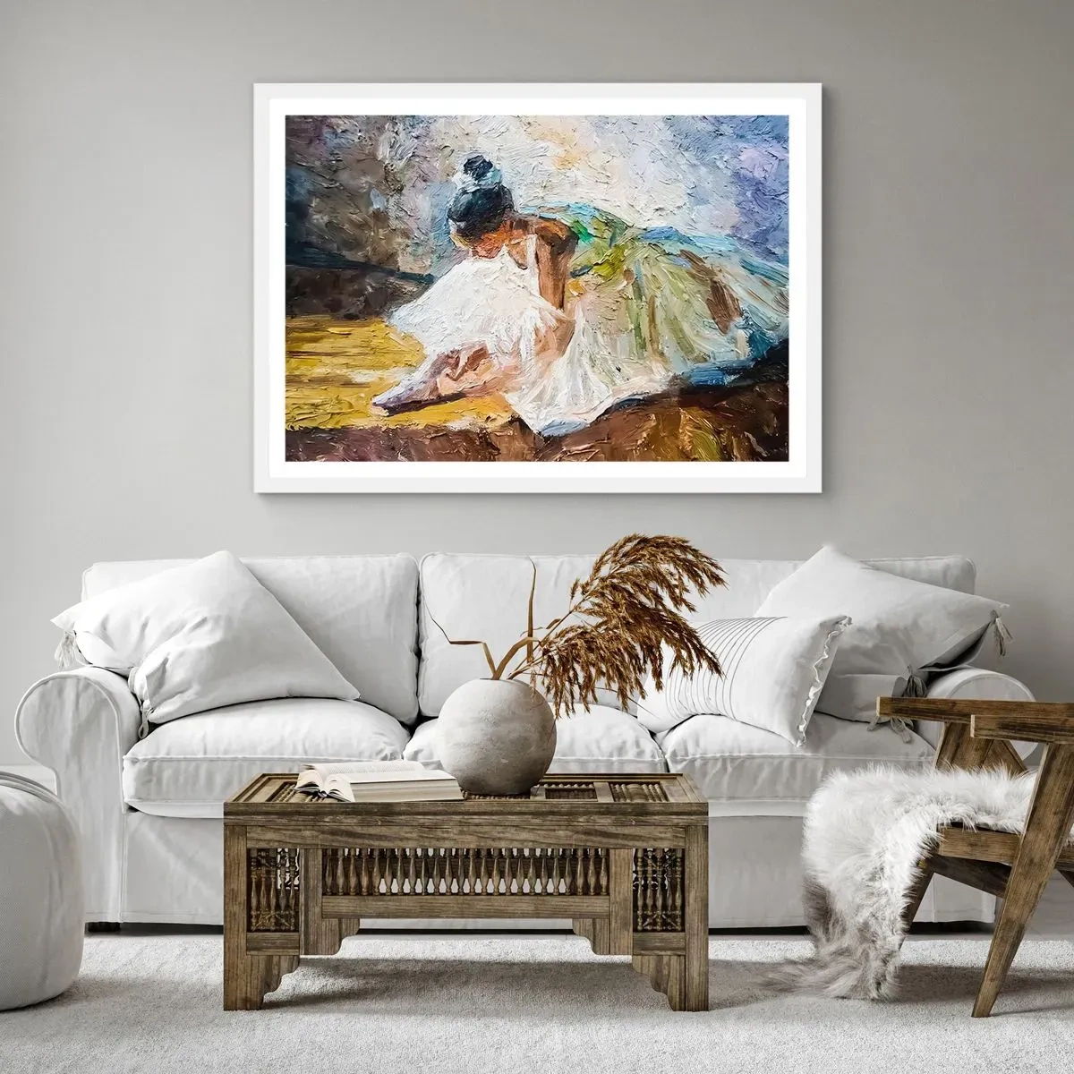 Plakát v bílém rámu - Z Degasova obrazu - 70x50 cm