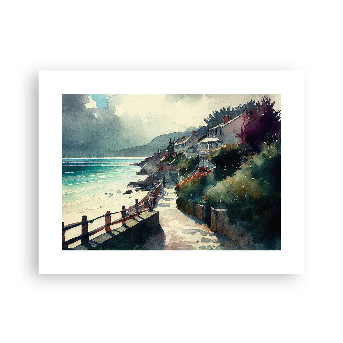 Plakát - Středomořské městečko - 40x30 cm