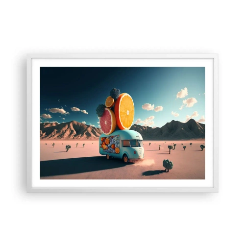 Plakát v bílém rámu - Chuť prázdnin - 70x50 cm