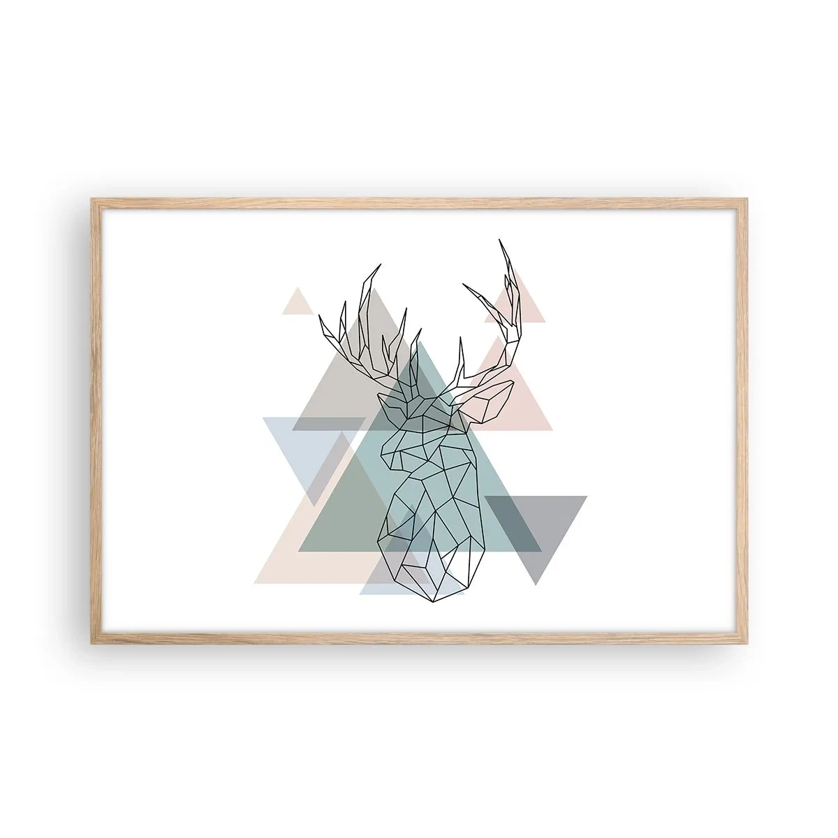 Plakát v rámu světlý dub - V geometrickém lese - 91x61 cm