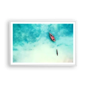Plakát v bílém rámu - Protože na plážích Zanzibaru, když je přebytek vody… - 91x61 cm