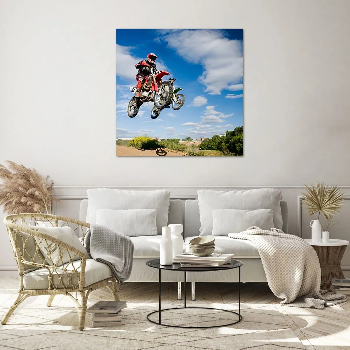 Obraz na skle - Skok z oblak - 60x60 cm