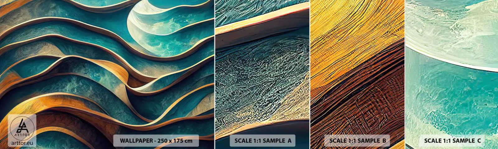 Fototapeta Vzorek Standard Eco - Meandry modré - Vlny, Abstrakce, Trojrozměrný - 100x30 cm