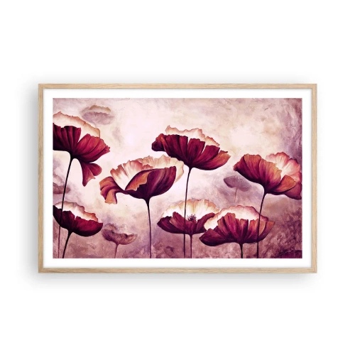 Plakát v rámu světlý dub - Červený a bílý plátek - 91x61 cm