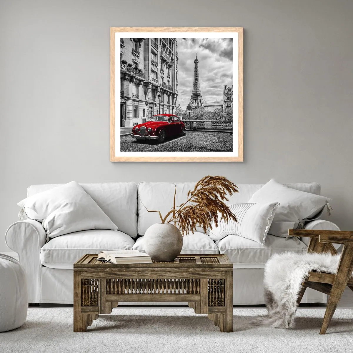 Plakát v rámu světlý dub - Dravec ve městě - 50x50 cm