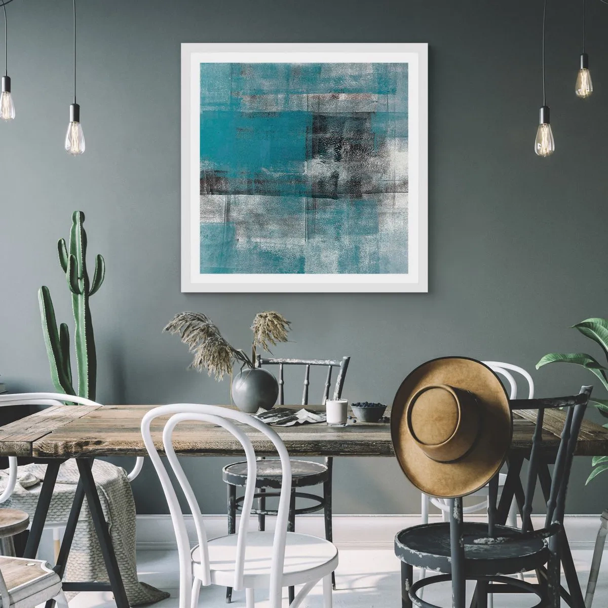 Plakát v bílém rámu - Voda a vzduch - 60x60 cm