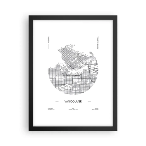 Plakát v černém rámu - Anatomie Vancouveru - 30x40 cm