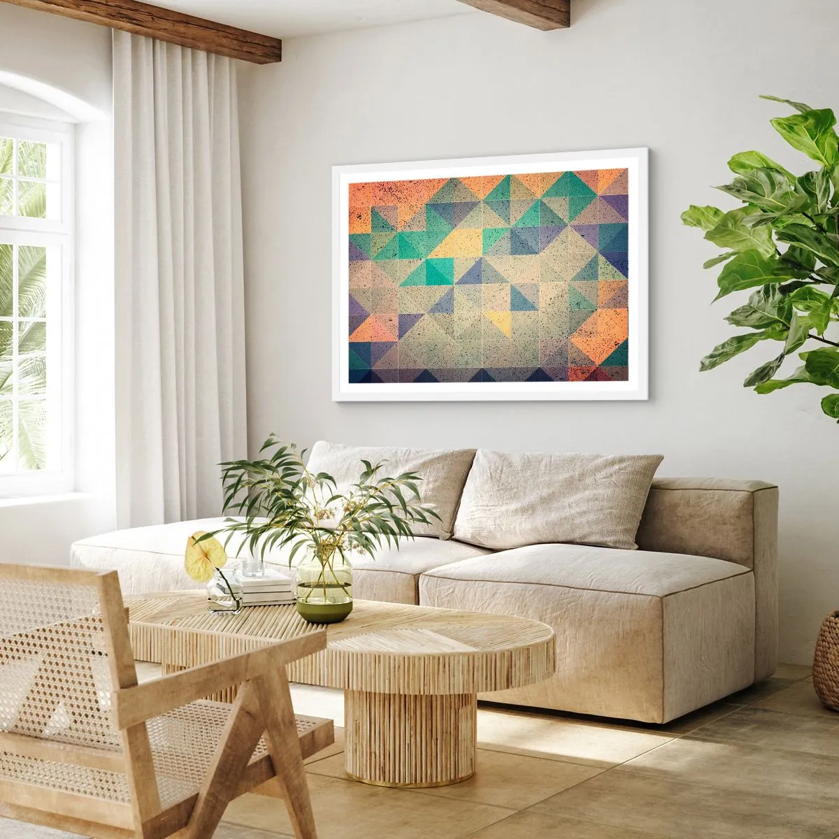 Plakát v bílém rámu - Republika trojúhelníků - 70x50 cm