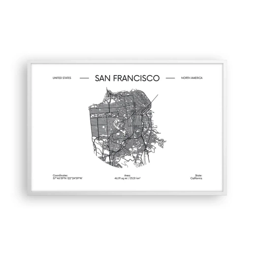 Plakát v bílém rámu - Anatomie San Francisca - 91x61 cm