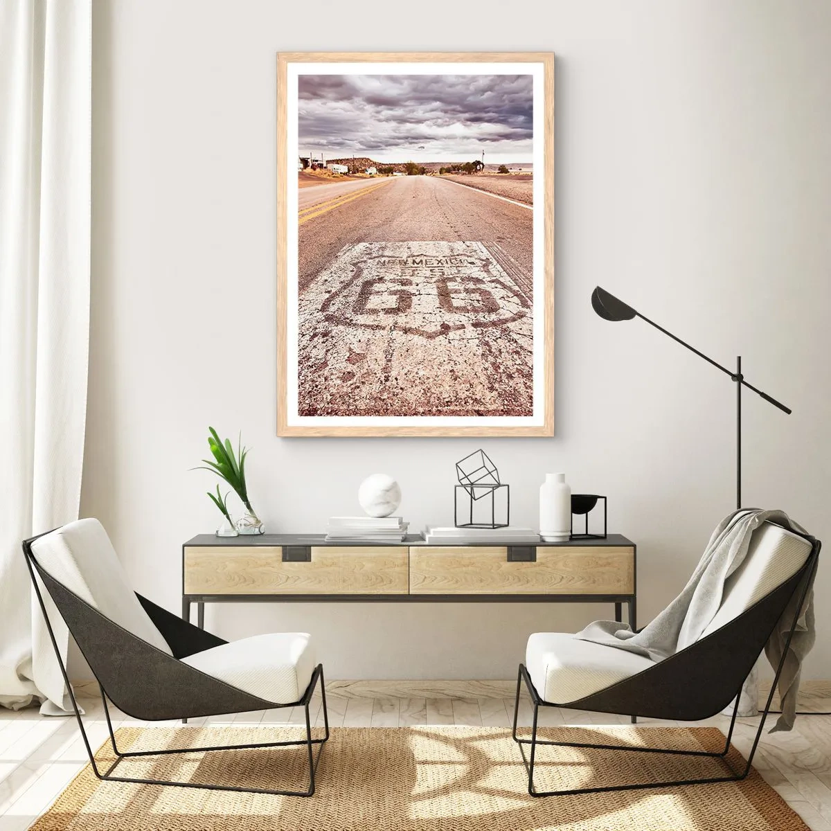 Plakát v rámu světlý dub - Mother Road - americká legenda - 30x40 cm