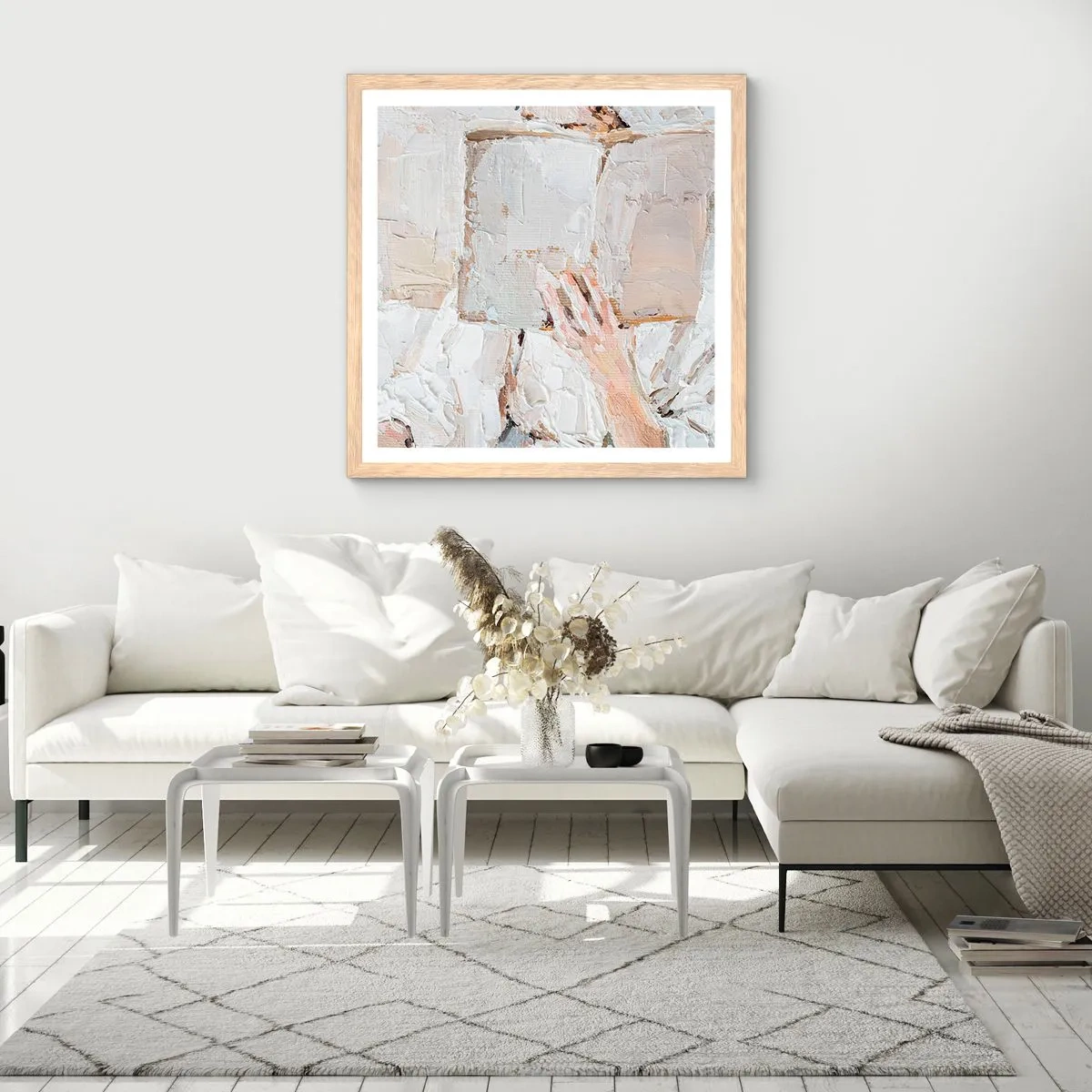 Plakát v rámu světlý dub - V jiném světě - 40x40 cm