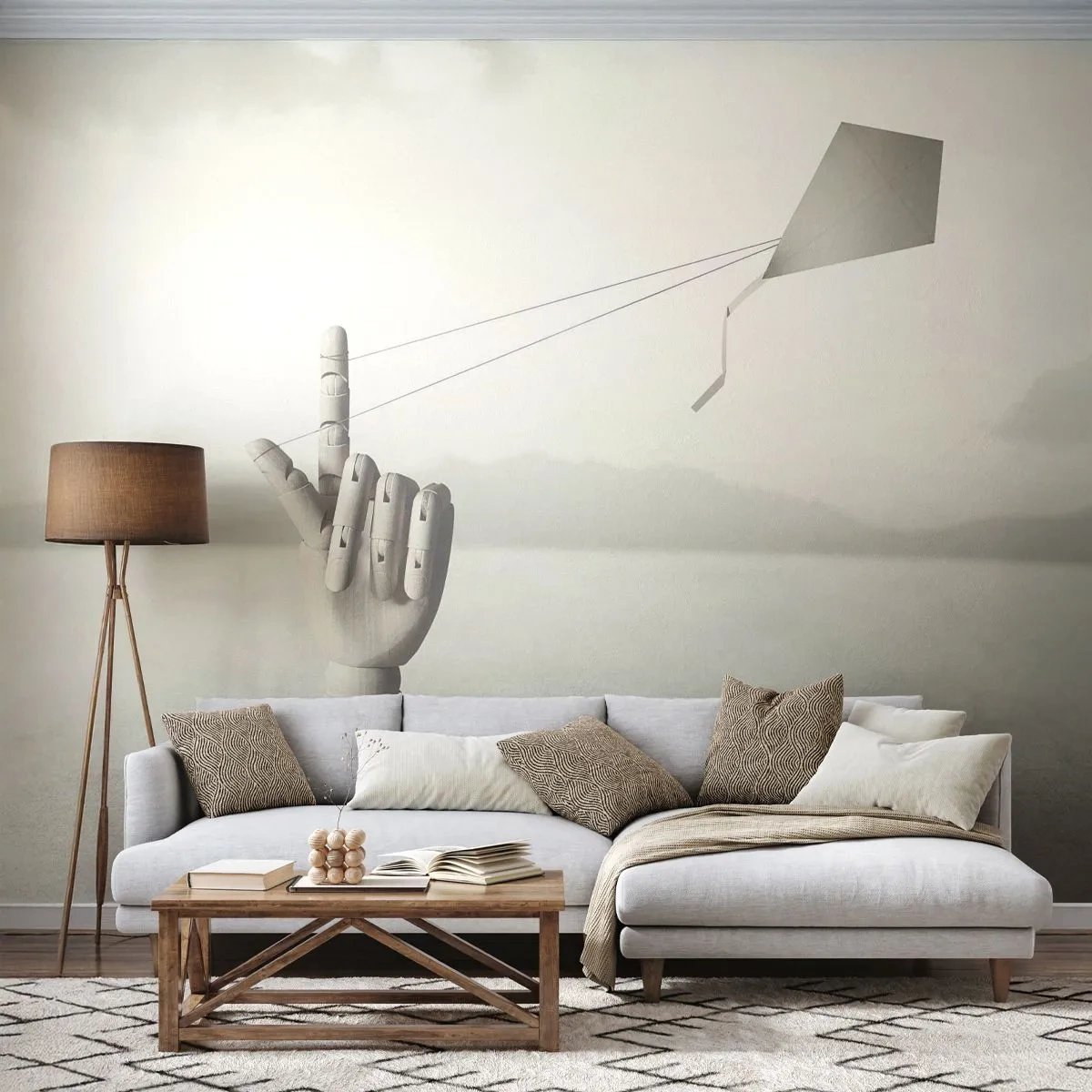 Fototapeta Samolepicí Deluxe Sticker - Výzva - Abstrakce, Ruka, papírový drak - 500x350 cm
