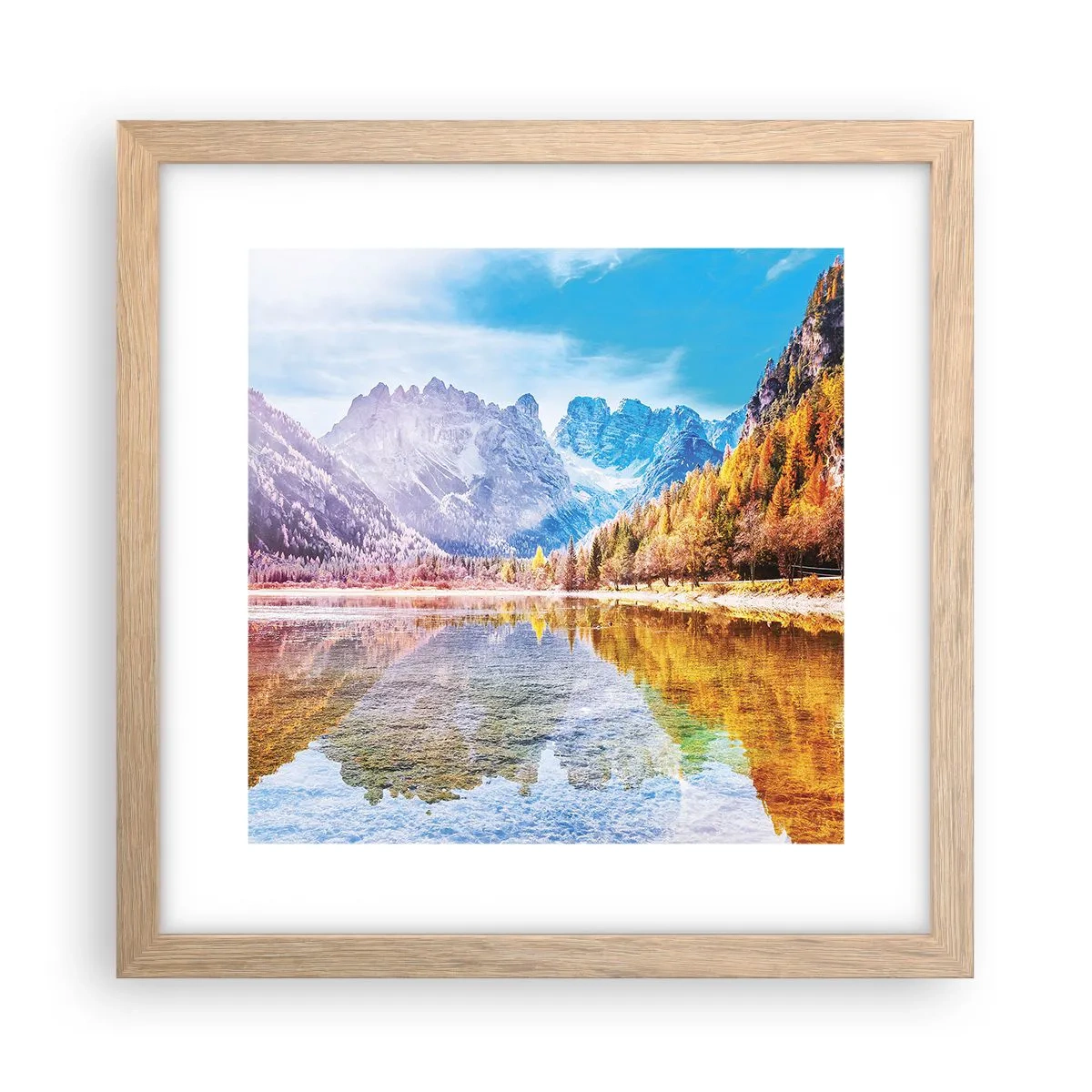 Plakát v rámu světlý dub - A v horách už je podzim - 30x30 cm