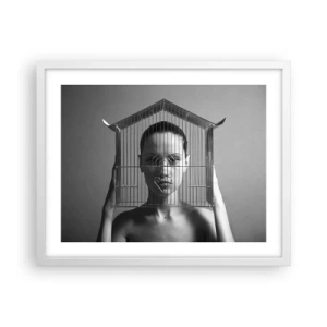 Plakát v bílém rámu - Tak trochu surrealistický portrét - 50x40 cm