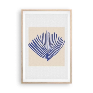 Plakát v rámu světlý dub - Modrý vějíř - 61x91 cm