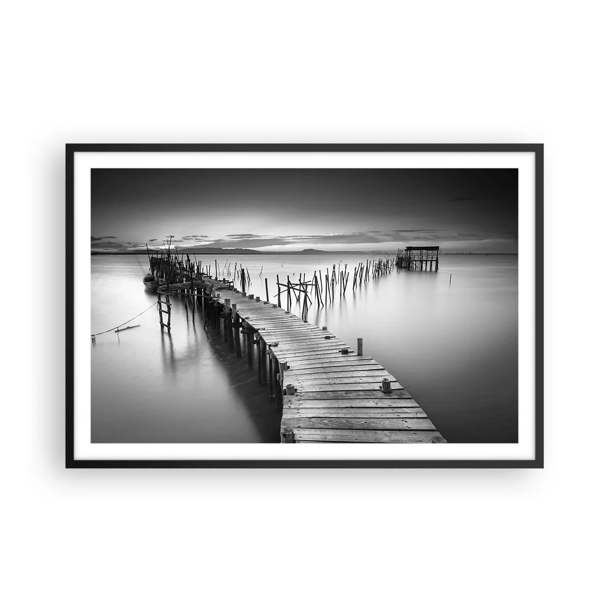 Plakát v černém rámu - Klid zapomenutého břehu - 91x61 cm
