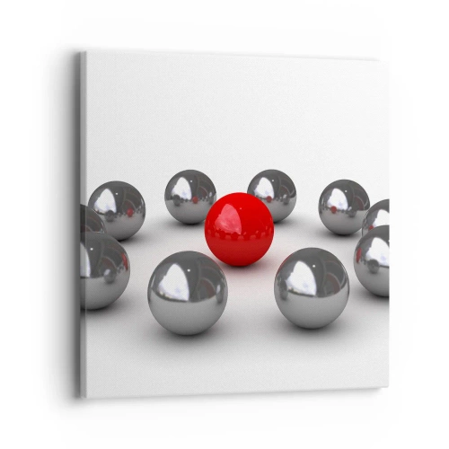 Obraz na plátně - Kruh v stříbrné a červené - 40x40 cm