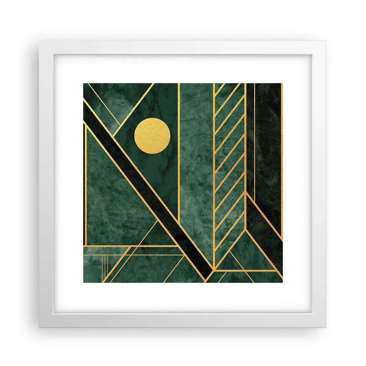 Plakát v bílém rámu - Dynamika zlata a lazuritu - 30x30 cm